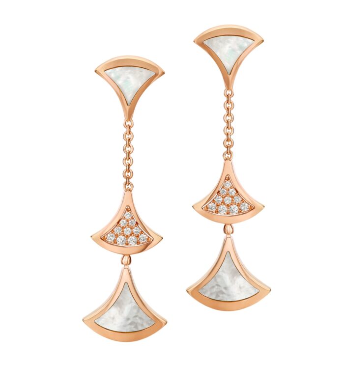 【Valeron Jewelry】DREAM EARRINGS 3 MOTIFS DIAMOND MOP PINK GOLD - Image 2
