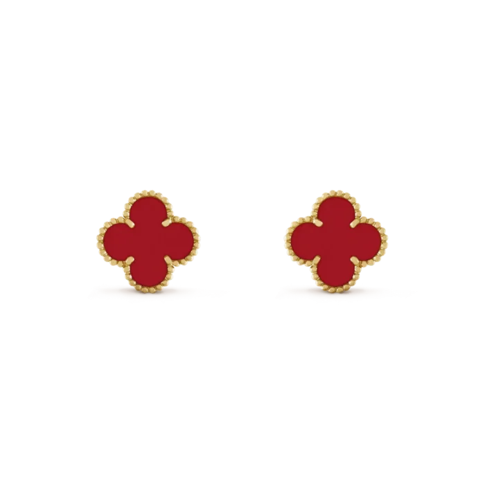 【Valeron Jewelry】CLOVER MINI 9.5MM CARNELIAN EARRINGS - Image 1