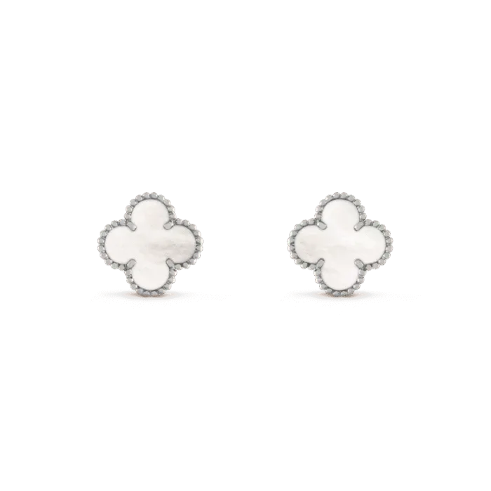 【Valeron Jewelry】CLOVER MEDIUM 1 MOTIFS  WHITE MOP EARRINGS SILVER - Image 2