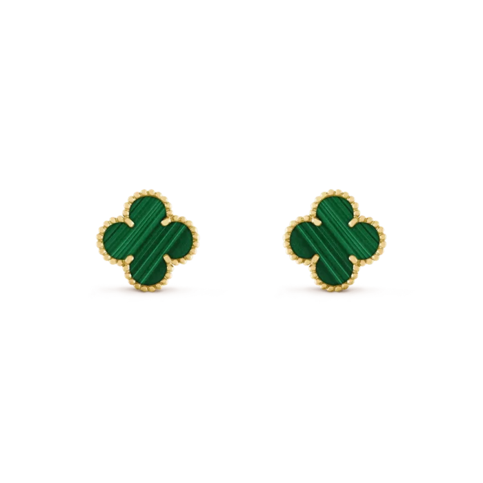 【Valeron Jewelry】CLOVER MEDIUM 1 MOTIFS MALACHITE  EARRINGS - Image 2
