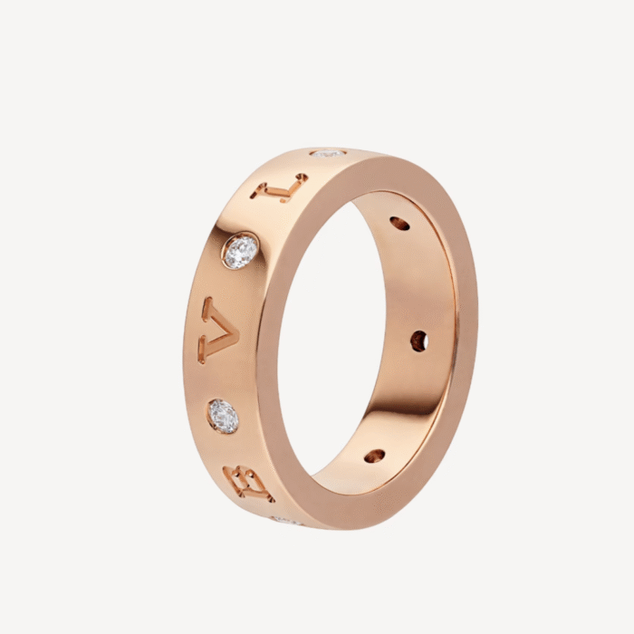 【Valeron Jewelry】ZERO 1 ESSENTIAL PINK GOLD BAND WITH DIAMONDS RING - Image 1