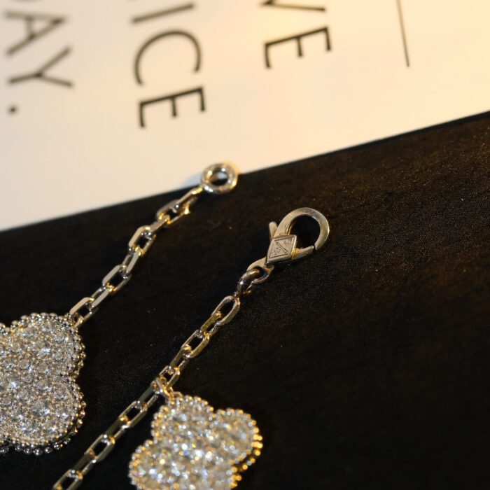 【Valeron Jewelry】CLOVER BRACELET 5 MOTIF SILVER DIAMOND PAVED - Image 8