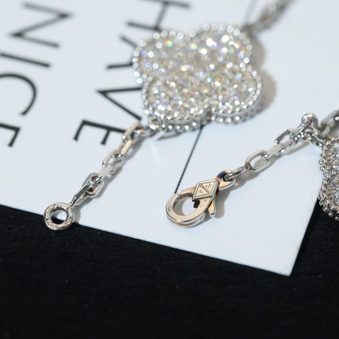 【Valeron Jewelry】CLOVER BRACELET 5 MOTIF SILVER DIAMOND PAVED - Image 7