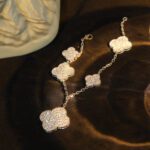 【Valeron Jewelry】CLOVER BRACELET 5 MOTIF SILVER DIAMOND PAVED