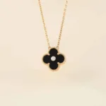 【Valleron Jewelry】CLOVER 15MM DIAMOND ONYX NECKLACE - Image 6