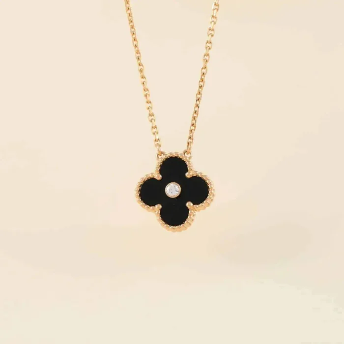 【Valleron Jewelry】CLOVER 15MM DIAMOND ONYX NECKLACE - Image 6