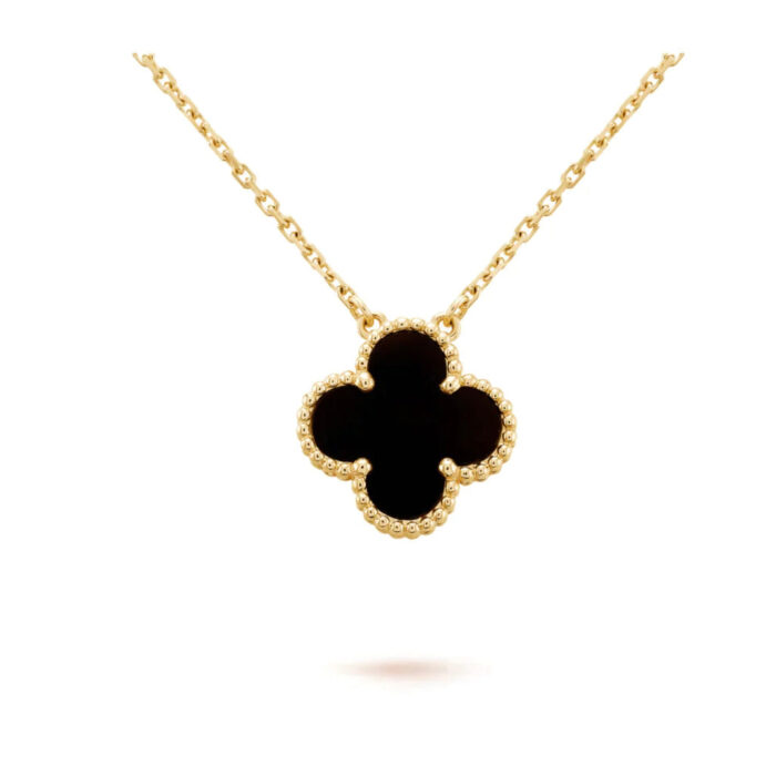 【Valerone Jewelry】CLOVER 15MM BLACK ONYX SINGLE FLOWER NECKLACE - Image 1