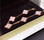 【Valeron Jewelry】CLOVER 5 MOTIFS Pink  AGATE  BRACELET - Image 6