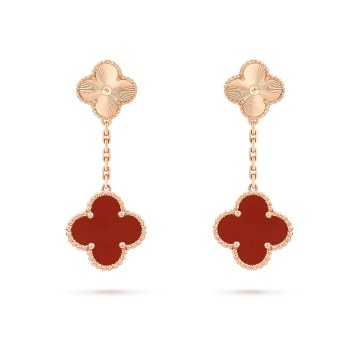 【Valeron Jewelry】CLOVER 2 MOTIF  LASER CARNELIAN EARRINGS - Image 2