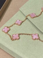 【Valerone Jewelry】Pink Necklace with Ten Clover Designs - Image 8