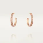 【Valeron Jewelry】LOVE DIAMOND PINK GOLD HOOP EARRINGS - Image 2
