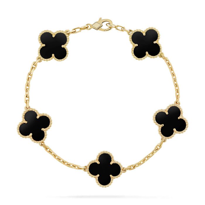 【Valerone Jewelry】CLOVER  5 MOTIFS BLACK ONYX BRACELET - Image 1