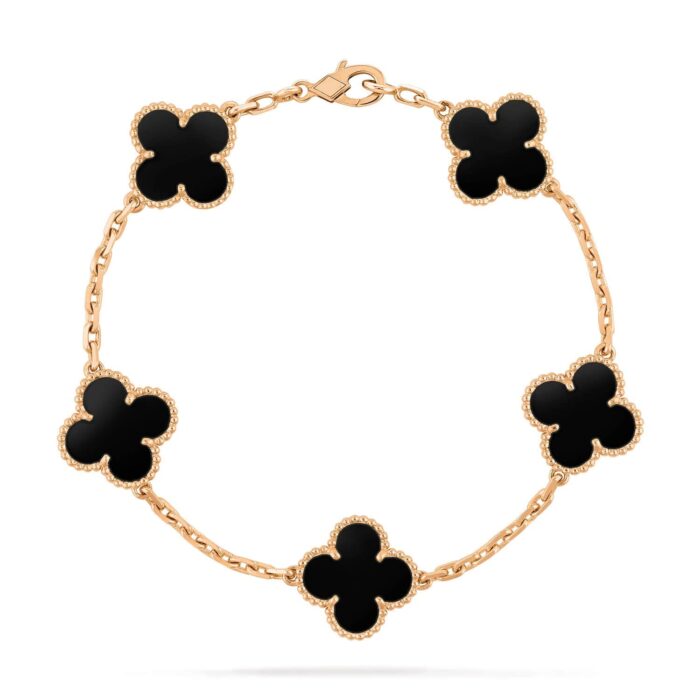 【Valerone Jewelry】CLOVER  5 MOTIFS BLACK ONYX BRACELET - Image 2