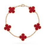 【Valleron Jewelry】CLOVER 5 MOTIFS RED AGATE  BRACELET - Image 2