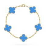 【Valleron Jewelry】CLOVER 5 MOTIFS BLUE AGATE BRACELET
