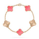 【Valleron Jewelry】CLOVER BRACELET 5 MOTIF PINK AND PINK GOLD