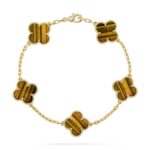 【Valerone Jewelry】CLOVER  5 MOTIFS TIGER EYE BRACELET