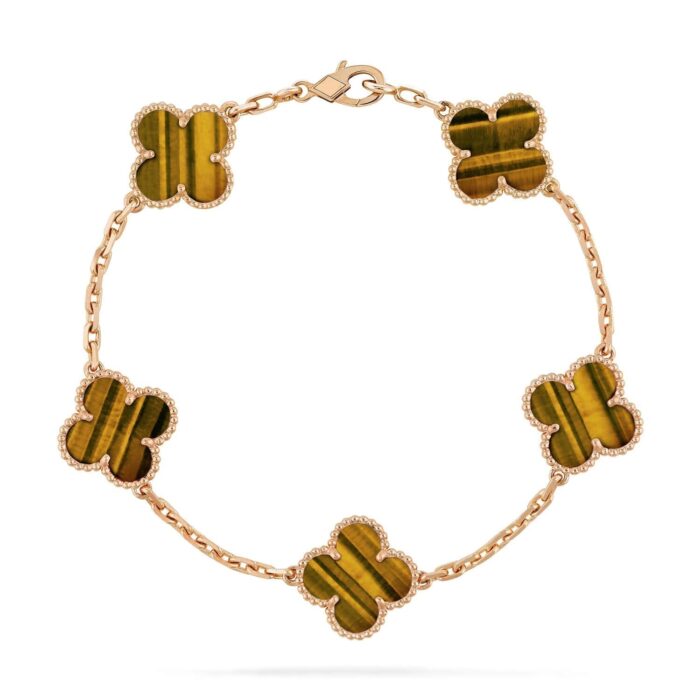 【Valerone Jewelry】CLOVER  5 MOTIFS TIGER EYE BRACELET - Image 2