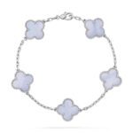 【Valleron Jewelry】CLOVER  5 MOTIF PURPLE CHALCEDONY BRACELET SILVER