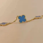 【Valleron Jewelry】CLOVER 5 MOTIFS BLUE AGATE BRACELET - Image 8