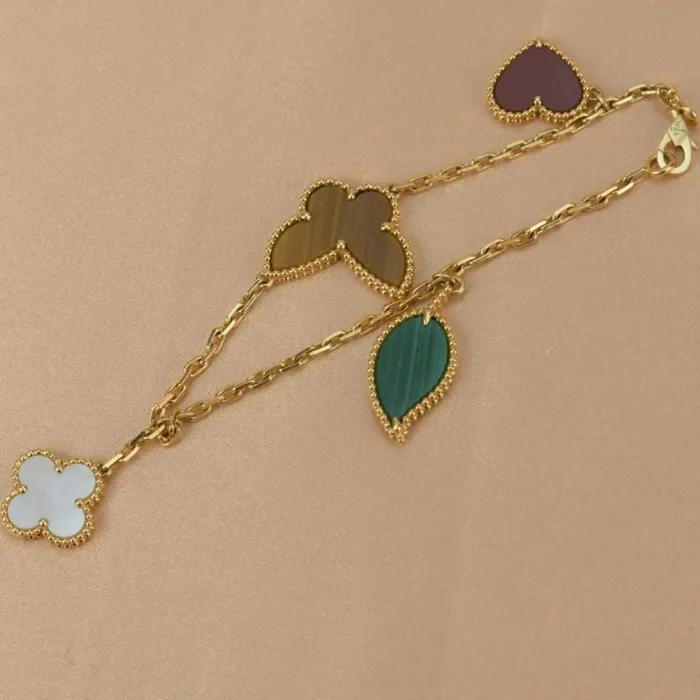 【Valeron Jewelry】LUCKY SPRING 5 MOTIF GOLD BRACELET - Image 9