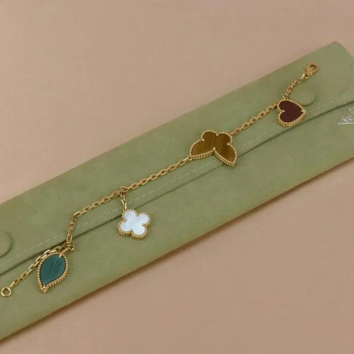 【Valeron Jewelry】LUCKY SPRING 5 MOTIF GOLD BRACELET - Image 12