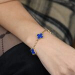 【Valleron Jewelry】CLOVER 5 MOTIFS BLUE AGATE BRACELET - Image 9