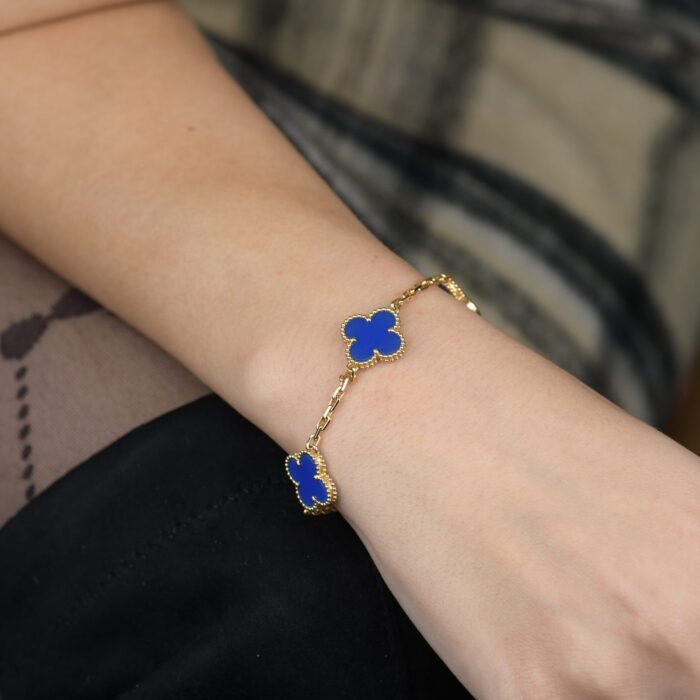 【Valleron Jewelry】CLOVER 5 MOTIFS BLUE AGATE BRACELET - Image 9