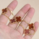 【Valleron Jewelry】CLOVER 5 MOTIFS RED AGATE  BRACELET - Image 8