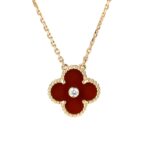 【Valleron Jewelry】CLOVER 15MM DIAMOND CARNELIAN NECKLACE - Image 2