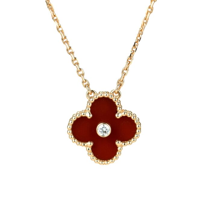 【Valleron Jewelry】CLOVER 15MM DIAMOND CARNELIAN NECKLACE - Image 2