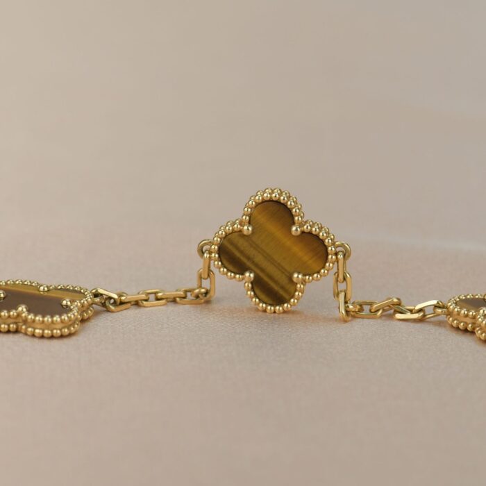【Valerone Jewelry】CLOVER  5 MOTIFS TIGER EYE BRACELET - Image 6