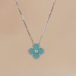 【Valleron Jewelry】CLOVER 15MM DIAMOND SVRES PORCELAIN  NECKLACE SILVER - Image 3