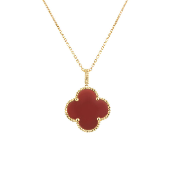 【Valleron Jewelry】CLOVER 25MM NECKLACE GOLD CARNELIAN - Image 2