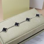 【Valleron Jewelry】CLOVER 5 MOTIF ONYXS  BRACELET SILVER - Image 4