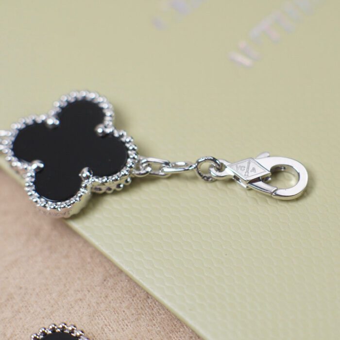 【Valleron Jewelry】CLOVER 5 MOTIF ONYXS  BRACELET SILVER - Image 6