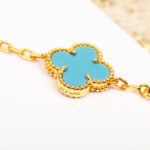 【Valerone Jewelry】CLOVER 5 MOTIF TURQUOISE DIAMOND GOLD BRACELET - Image 4