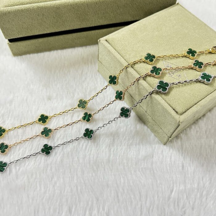 【Valeron Jewelry】CLOVER 6 MOTIF MALACHITE BRACELET - Image 2