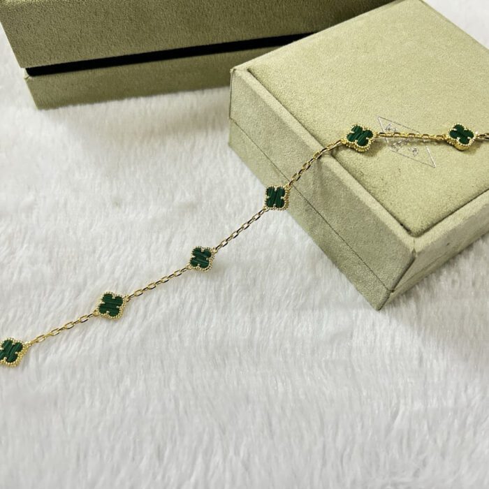 【Valeron Jewelry】CLOVER 6 MOTIF MALACHITE BRACELET - Image 4