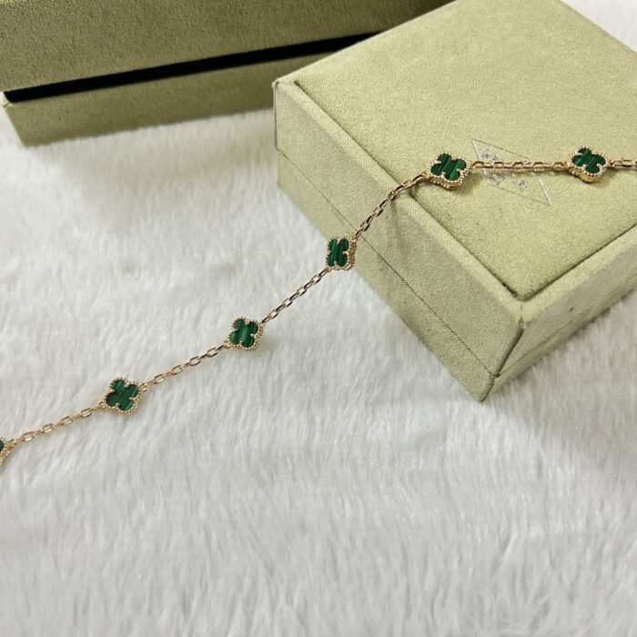 【Valeron Jewelry】CLOVER 6 MOTIF MALACHITE BRACELET - Image 5