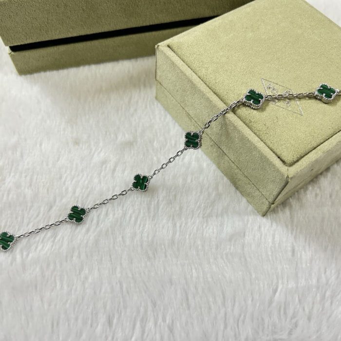 【Valeron Jewelry】CLOVER 6 MOTIF MALACHITE BRACELET - Image 1