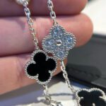 【Valleron Jewelry】CLOVER 5 MOTIF ONYXS DIAMOND BRACELET SILVER - Image 7