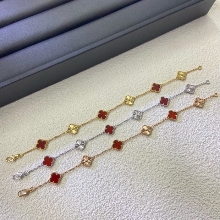 【Valeron Jewelry】CLOVER 6 MOTIF RED AGATE LASER BRACELET - Image 2