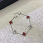 【Valeron Jewelry】CLOVER 6 MOTIF RED AGATE LASER BRACELET