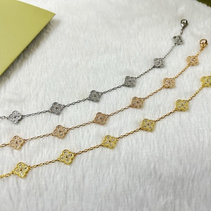 【Valeron Jewelry】CLOVER 6 MOTIF DIAMOND BRACELET - Image 5