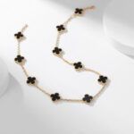 【Valleron Jewelry】CLOVER 10 MOTIFS ONYX NECKLACE