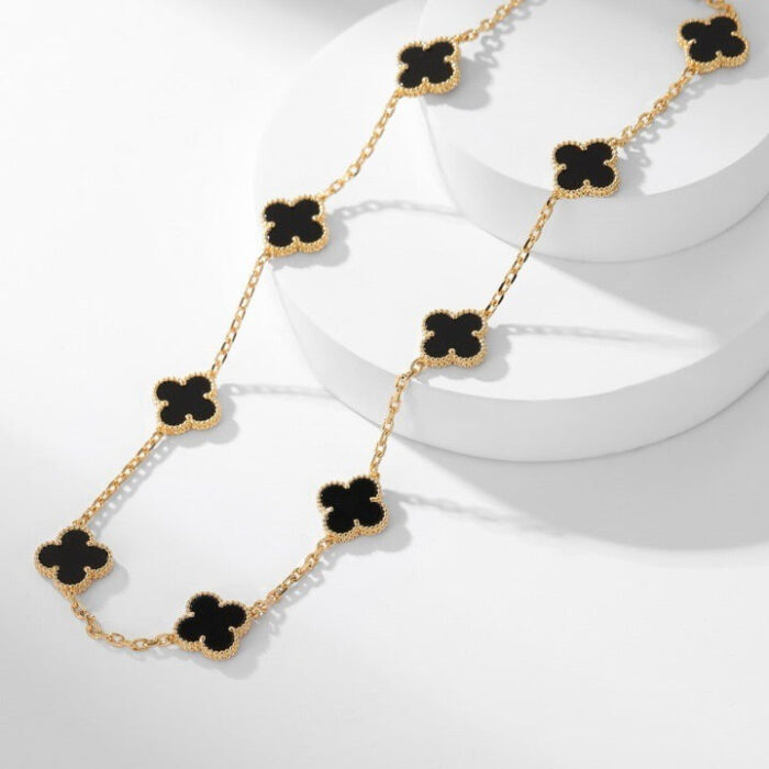 【Valleron Jewelry】CLOVER 10 MOTIFS ONYX NECKLACE - Image 5
