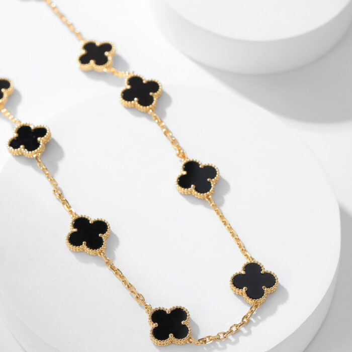【Valleron Jewelry】CLOVER 10 MOTIFS ONYX NECKLACE - Image 6