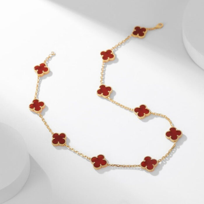 【Valleron Jewelry】CLOVER 10 MOTIFS CARNELIAN NECKLACE - Image 1