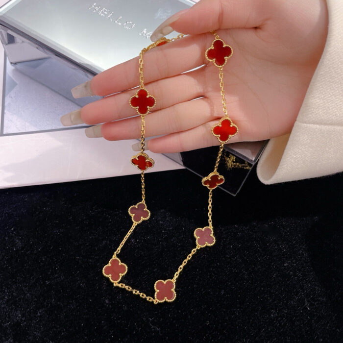 【Valleron Jewelry】CLOVER 10 MOTIFS CARNELIAN NECKLACE - Image 3